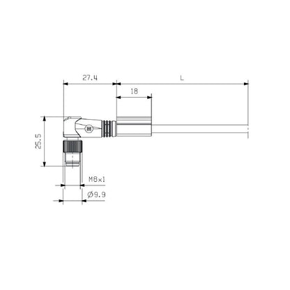1948670500 - 5m M8 3-Pole Sensor/Actuator Connecting Line, PVC Sheath