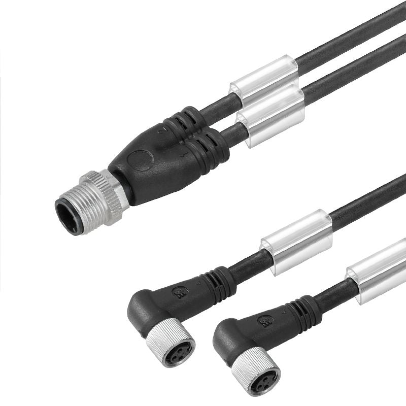 1466360500 - 5m M12/M8 PVC Connecting Cable, 3 Poles, Unshielded