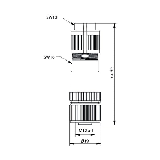 2681700000 - M12 Field Attachable Connector, IP67, 4A, D-Coded