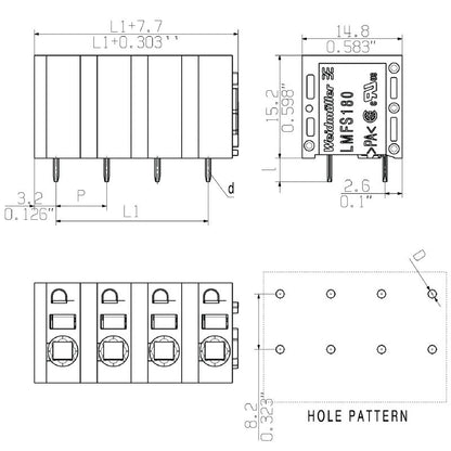 2774710000 - 3.5mm Push-In Terminal Block, 7.50mm Spacing, 8 Poles  (Pack of 25)
