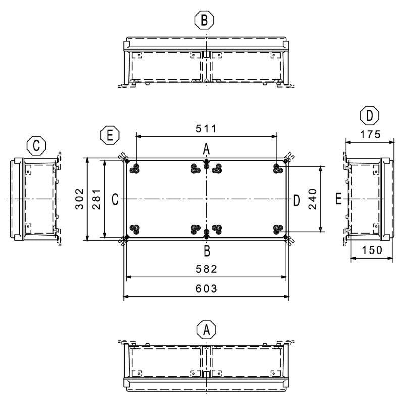 0360500000 - Light Grey Polyester Enclosure 603mm x 302mm x 175mm