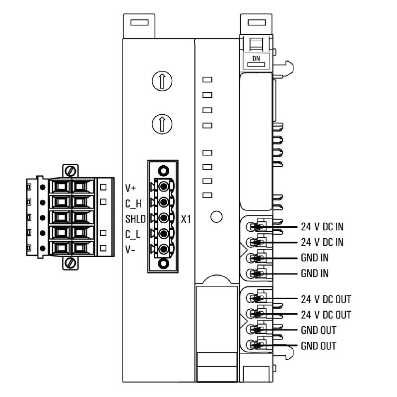 1334900000 - DeviceNet Remote I/O Coupler, IP20, Temp Range -40 to +60 °C