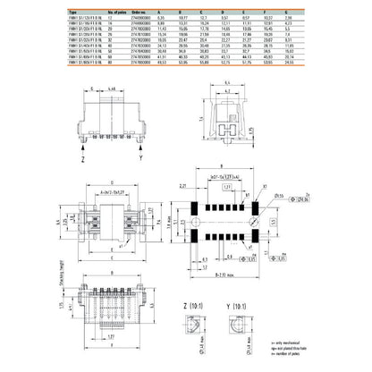 2747040000 - 50-Pole Male Header Connector, 1.27mm Pitch, RoHS Compliant  (Pack of 280)