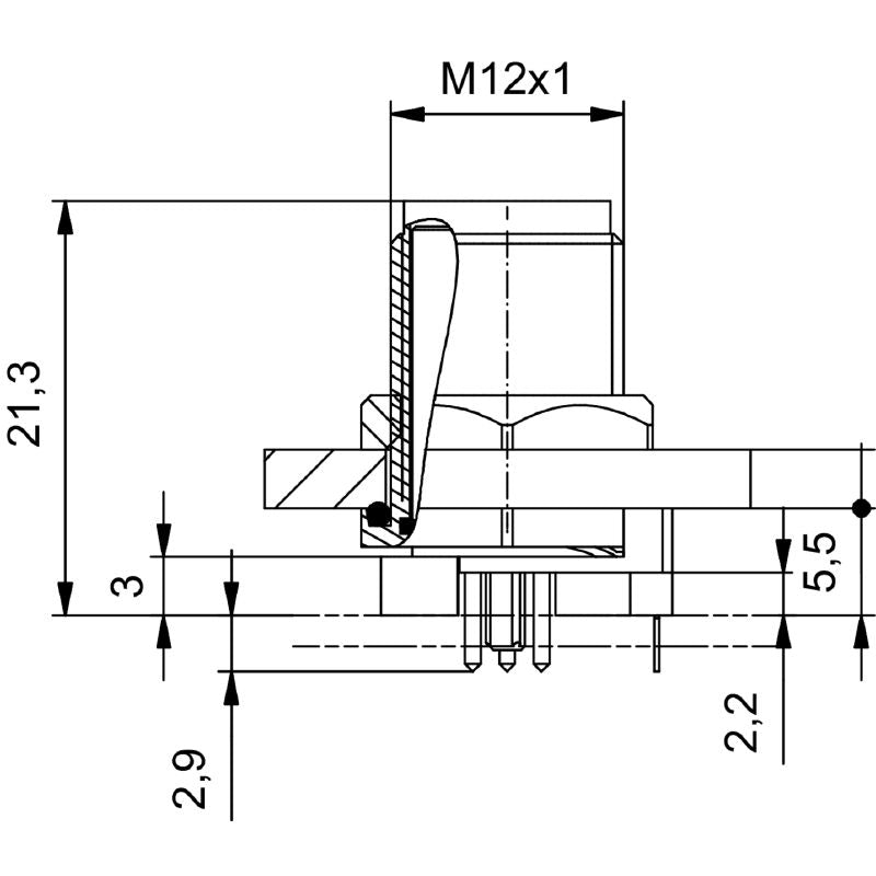 2423300000 - 4-Pole M12 Connector with 5.5mm Compact Thread  (Pack of 10)