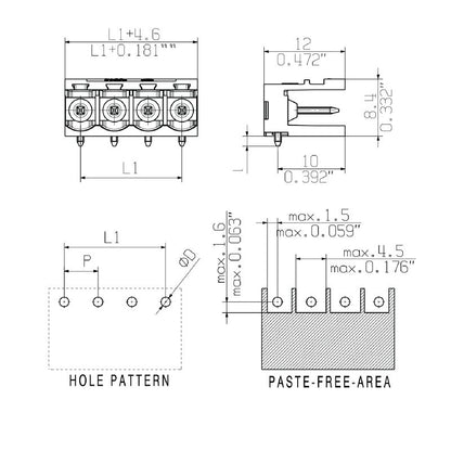 1839970000 - 5.00mm 10-Pole PCB Connector with 3.2mm Solder Pins  (Pack of 50)