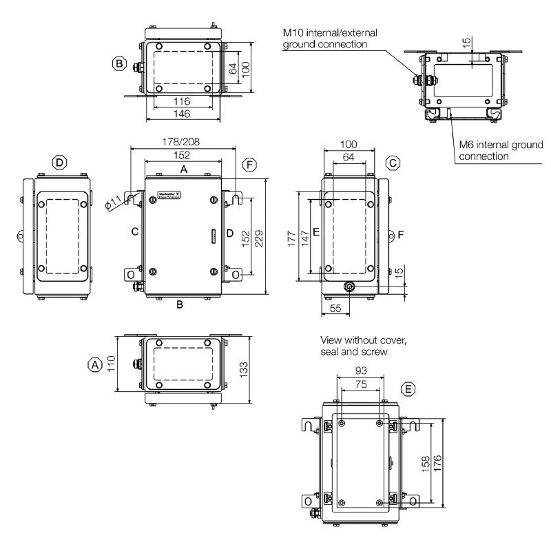 1194570003 - Stainless Steel Terminal Box, 229mm x 152mm x 133mm