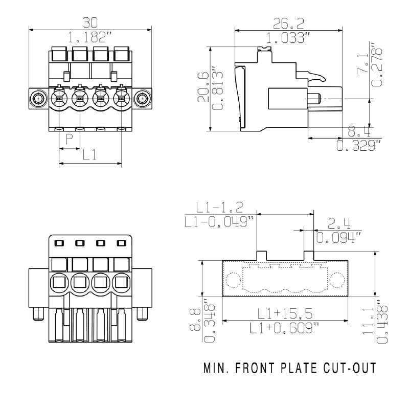 1000260001 - 5.08mm 6-Pole PCB Connector with 90° Push-In Design  (Pack of 42)