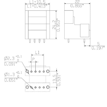 1891140000 - 38-Pole Male PCB Connector 3.50mm Pitch, Flanged Design  (Pack of 10)