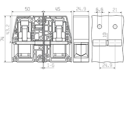 1937370000 - RoHS Certified 95 mm² Green/Yellow Feed-Through Terminal  (Pack of 10)