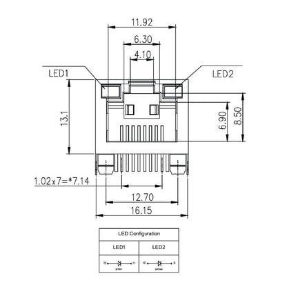 2562950000 - 12-Pin RJ45 Modular Jack for PCB, OMNIMATE Data Series  (Pack of 200)