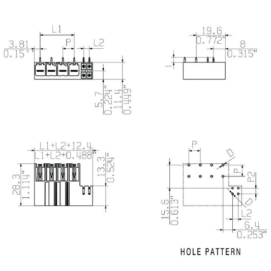 1156970000 - 7.62mm Male PCB Connector with THT Solder, Black Box  (Pack of 36)