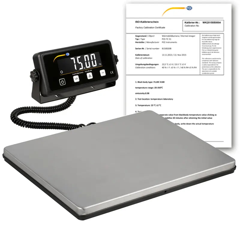 PCE-PB 75N - 75kg Benchtop Scale with 350x390mm Surface & ISO Certification