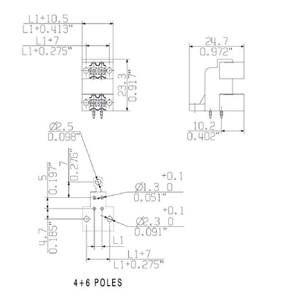2613230000 - 3.50mm Male PCB Header Connector with 20 Poles, 90° Angle  (Pack of 20)