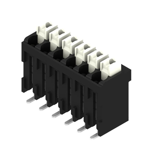 1250410000 - 6-Pole Black PCB Terminal with 1.5 mm² Clamping Range  (Pack of 180)