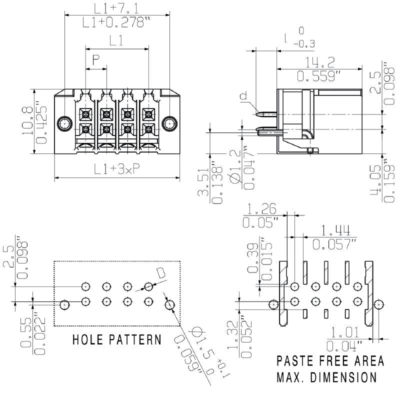 1290310000 - 20-Pole 3.5mm Male PCB Connector with Solder Flange  (Pack of 42)