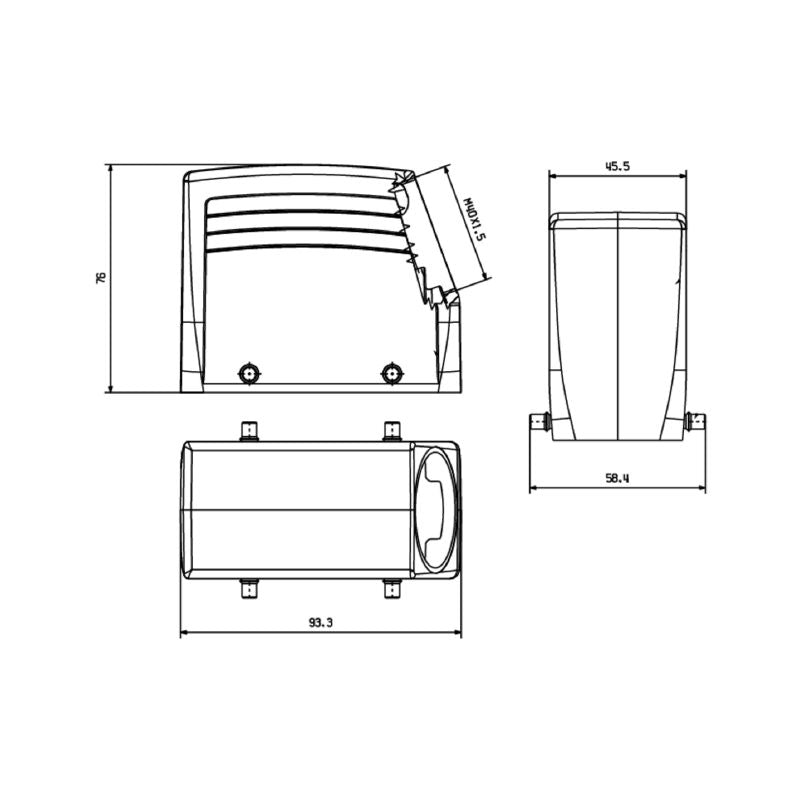 2544040000 - IP65 HDC 40D Enclosure with Top Cable Entry