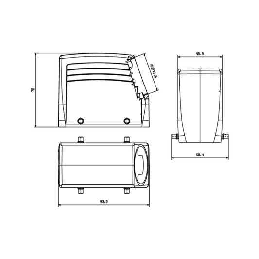 2544040000 - IP65 HDC 40D Enclosure with Top Cable Entry