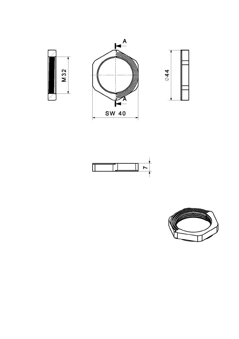 2584070000 - 40mm Black Polyamide Locknut for Cable Entry Systems  (Pack of 10)