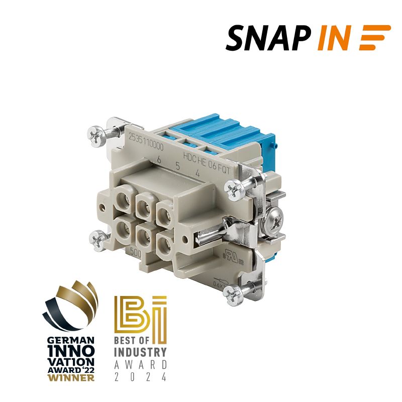 2535110000 - 6 Pole Female Insert, 500V, 24A, SNAP IN Installation