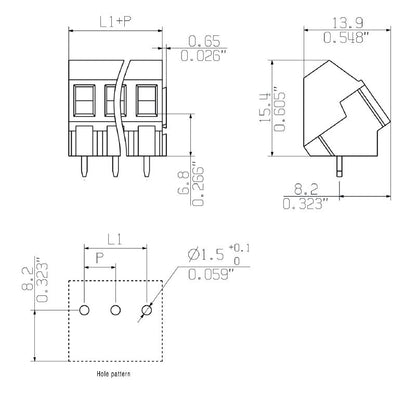 2651180000 - Reliable Terminal Block with 135° Outlet Direction, Pale Green  (Pack of 108)