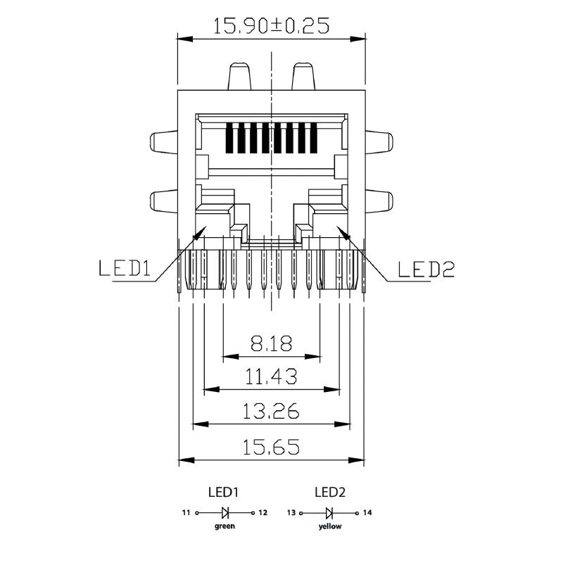 2563850000 - Durable PCB RJ45 Transformer Jack with 8 Poles and 750 Cycles  (Pack of 120)