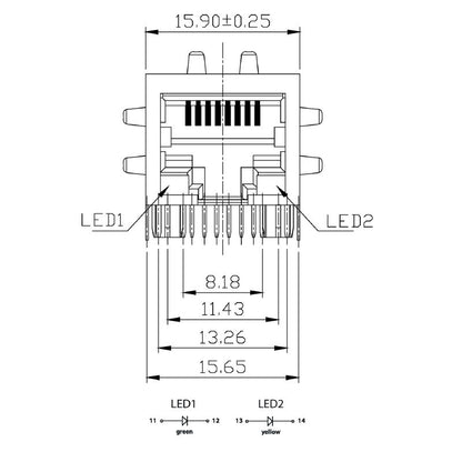 2563850000 - Durable PCB RJ45 Transformer Jack with 8 Poles and 750 Cycles  (Pack of 120)
