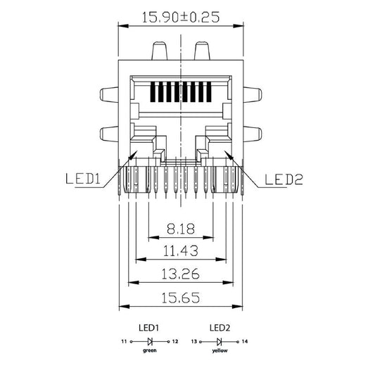 2563850000 - Durable PCB RJ45 Transformer Jack with 8 Poles and 750 Cycles  (Pack of 120)