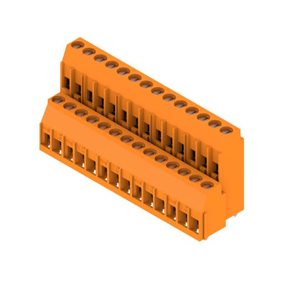 1977370000 - 5mm Pitch Angled PCB Terminals, 28 Poles, Orange  (Pack of 10)