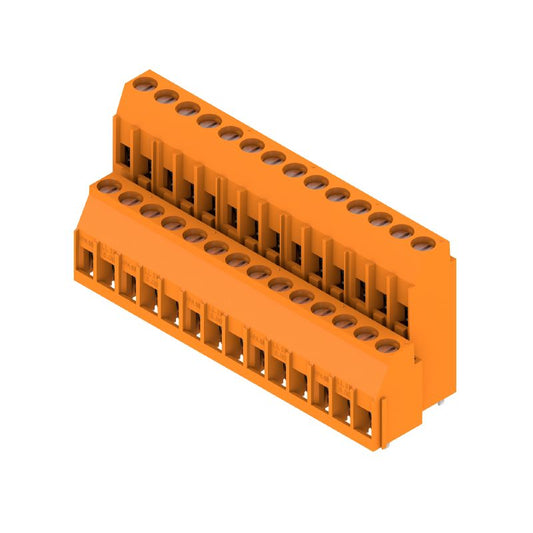 1977370000 - 5mm Pitch Angled PCB Terminals, 28 Poles, Orange  (Pack of 10)
