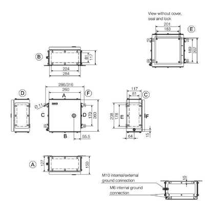 1199910000 - Stainless Steel Klippon TB QL Enclosure, 260x260x150mm