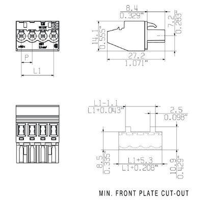 1948000000 - 5.08mm 2-Pole PCB Connector with 90° Angle and Clamping Yoke  (Pack of 180)