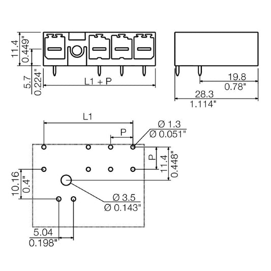 2546000000 - 7.62mm Male PCB Connector with Middle Screw Flange  (Pack of 110)