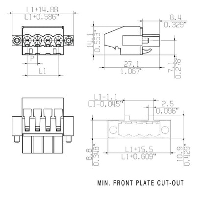 1950810000 - 5.08mm PCB Connector, 24 Poles, 270° Clamping Design  (Pack of 12)