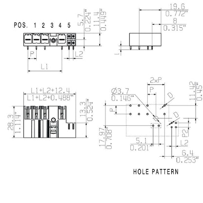 1090670000 - 7.62mm 5-Pole Black PCB Connector with 90° Solder Pins  (Pack of 30)