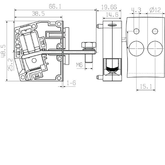 2444730000 - 25 mm² Feed-Through Terminal, RoHS Certified, 48.5 mm Height  (Pack of 50)