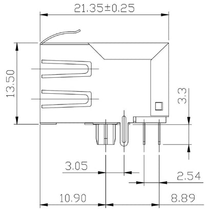 2564440000 - 90° RJ45 Transformer Jack for PCB, 750 Cycles, 1000 Mbps  (Pack of 200)