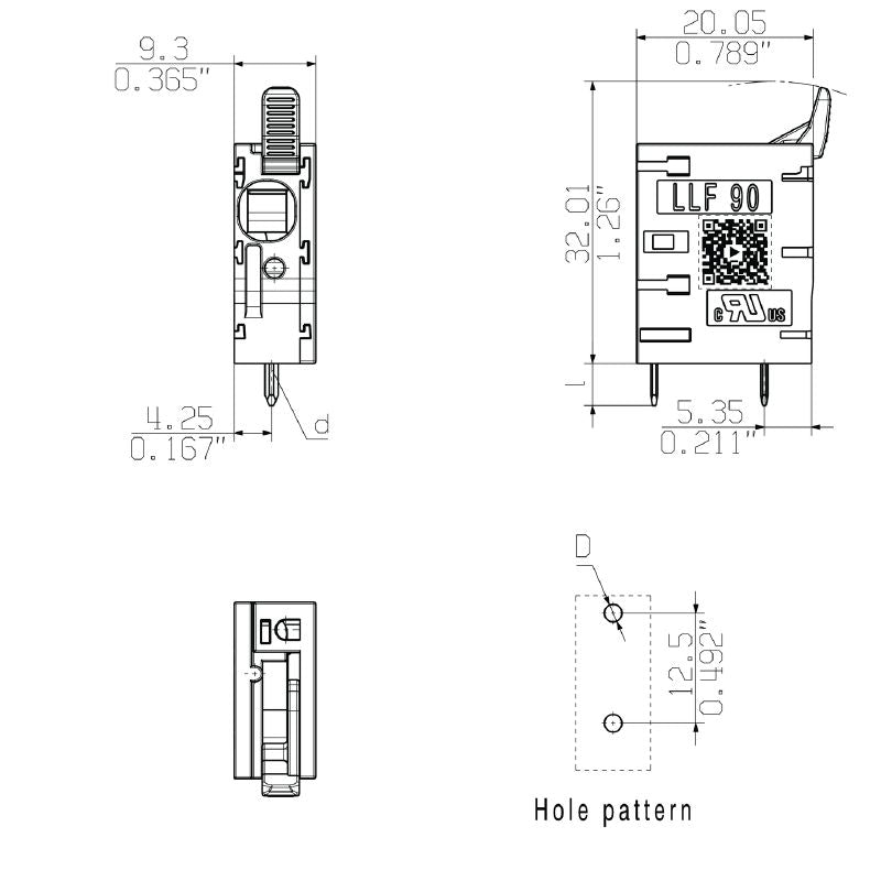 2471520000 - 7.50mm Black PCB Terminal, 5mm Solder Pin, Push-in Design  (Pack of 200)