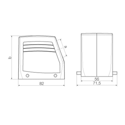 1665690000 - IP65 Rated 32A Box, 71.5mm Wide, Side-Entry Design