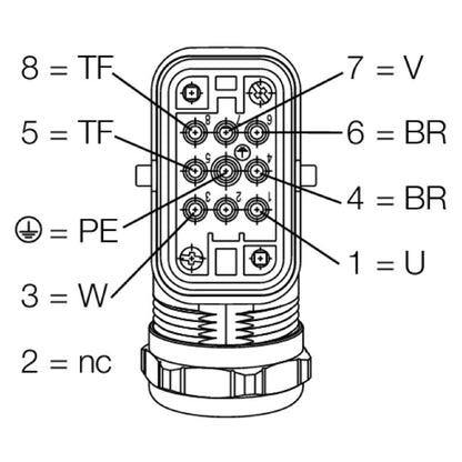 8000005242 - 4-Wire FieldPower Cable, 1.5 mm² x 2m, Metal Housing