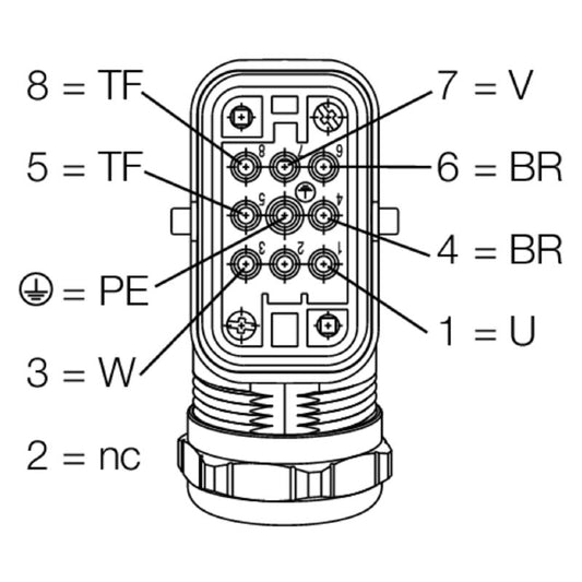 8000005242 - 4-Wire FieldPower Cable, 1.5 mm² x 2m, Metal Housing