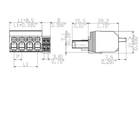 2549440000 - 7.62mm Pitch 4-Pole Female PCB Connector, 180° Angle  (Pack of 42)