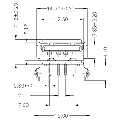 2563710000 - 90° USB 2.0 PCB Connector, 480 Mbps, Durable PBT  (Pack of 100)
