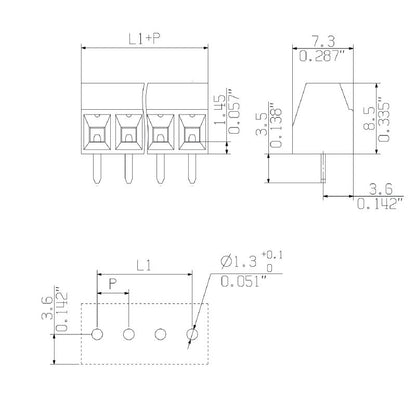 2650530000 - Compact Terminal Block with 90° Outlet, 0.2-1.5 mm² Wire Size  (Pack of 156)