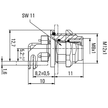 2424250000 - M8 IP67 Connector with M12 Thread and 3 Poles  (Pack of 10)