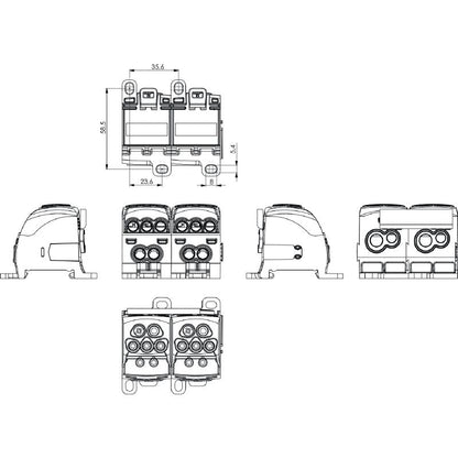 2519470000 - Blue 35 mm² Connector Terminal, 12 Connections, 214 A