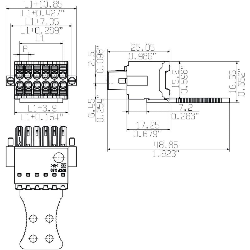 2054720000 - 36-Pole 3.50mm PCB Female Connector with Push-In Method  (Pack of 24)