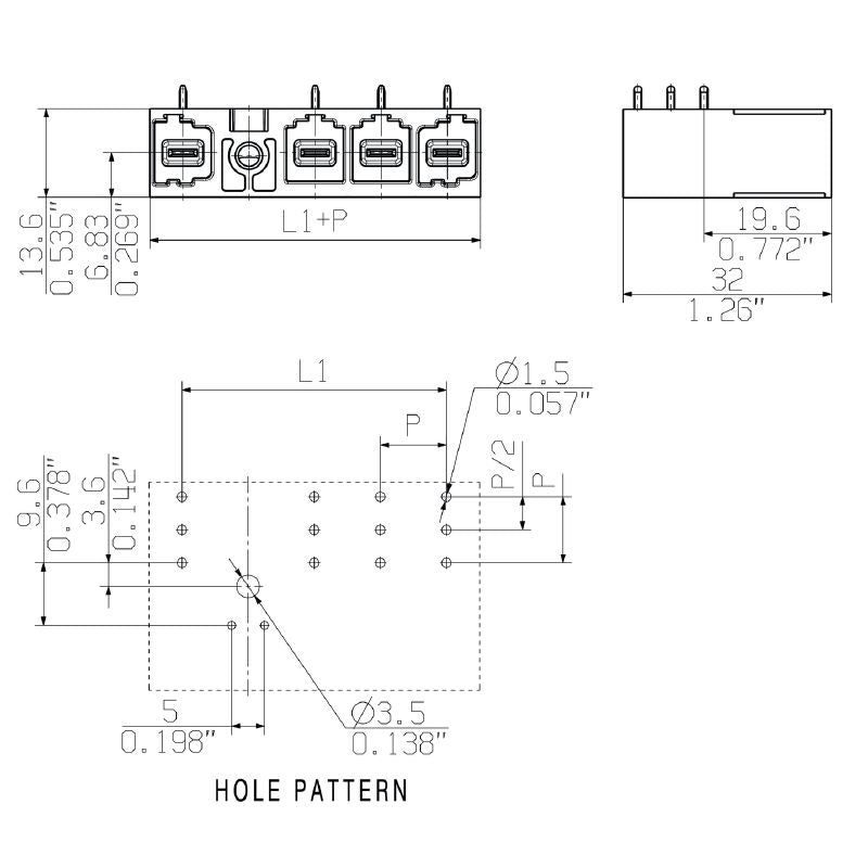 1157320000 - 3-Pole 10.16mm PCB Male Header Connector with Black Finish  (Pack of 42)