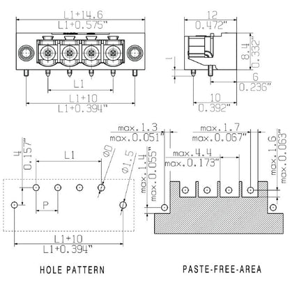 1840520000 - 19-Pole 5mm PCB Header Connector with Black Tinned Pins  (Pack of 12)