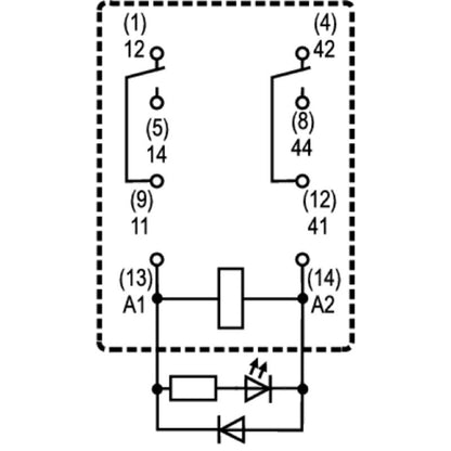 8957030000 - 24V DC Relay with 12A Current & Test Button  (Pack of 10)