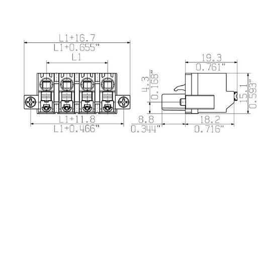 2854540000 - 7.62mm PCB Female Connector, 6 Poles, 180° Orientation  (Pack of 30)